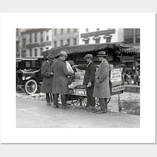 City Newspaper Stand, 1925. Vintage Photo Posters and Art